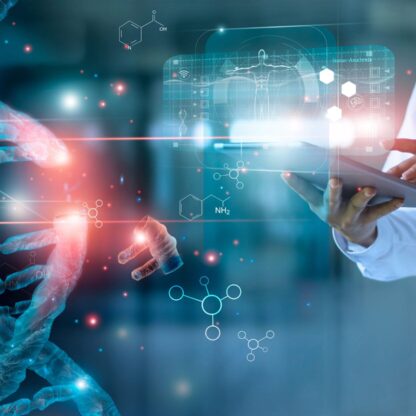 Abstract luminous DNA molecule.